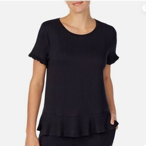 Kate Spade Black Ruffle Hem Tee Size Large